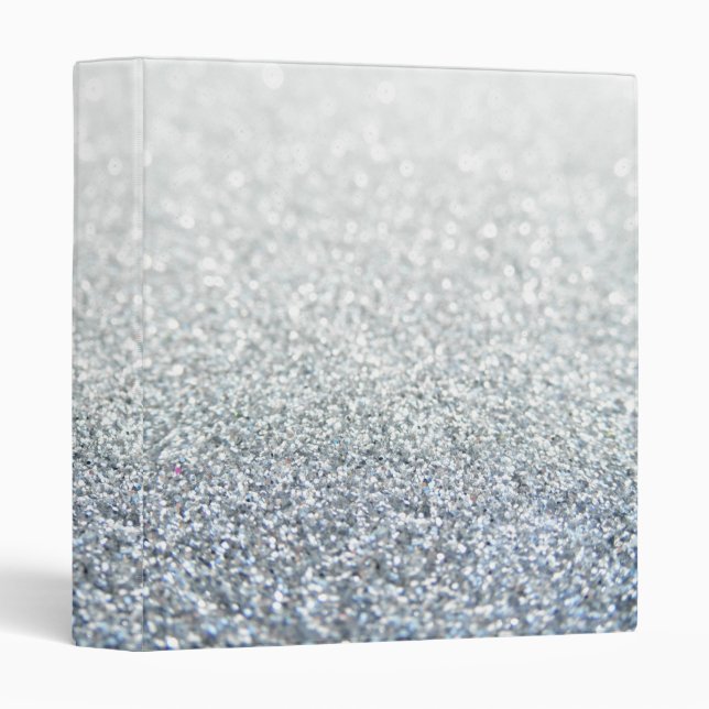 Elegant Silver Glitter  3 Ring Binder (Front/Spine)