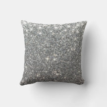 Elegant Silver Glitter Abstract Throw Pillow