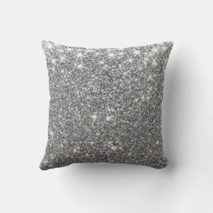Elegant Silver Glitter Abstract Throw Pillow