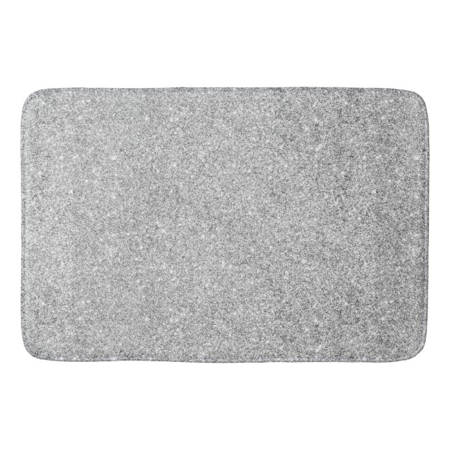 Elegant Silver Glitter Bathroom Mat (Front)