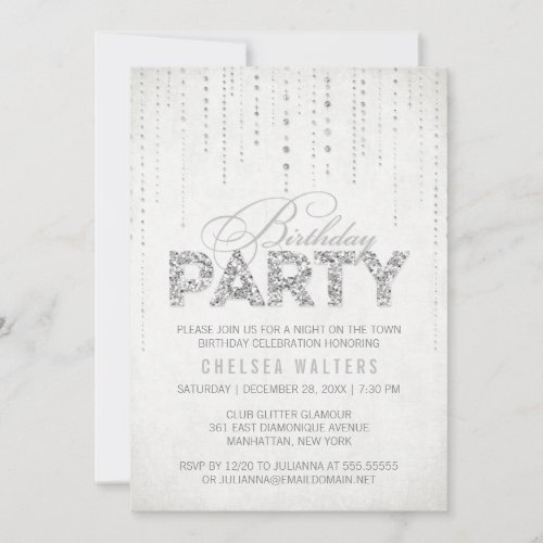 Glitter Look Birthday Party Invitation