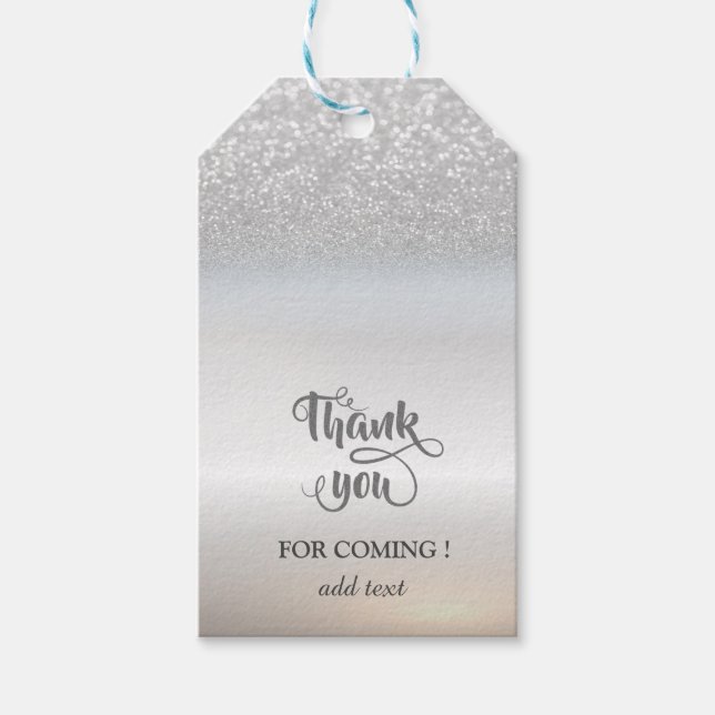 Elegant Silver Glitter Bokeh Gift Tags (Front)