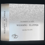 Elegant Silver Glitter Bokeh Hearts Wedding 3 Ring Binder<br><div class="desc">Elegant  silver heart rings on silver glitter bokeh.</div>