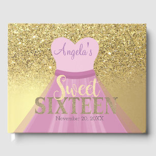 Elegant Silver Glitter Bokeh Ombre ,Sweet 16 Guest Book