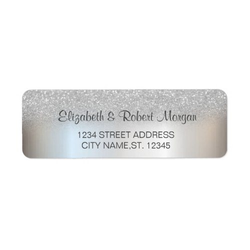 Elegant Silver Glitter Bokeh  Wedding Label