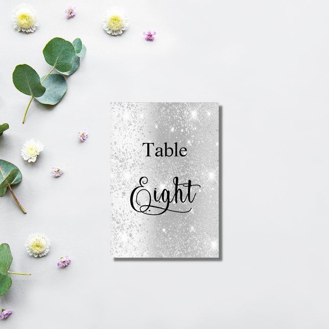 Elegant silver glitter calligraphy table eight 8 number (Creator Uploaded)