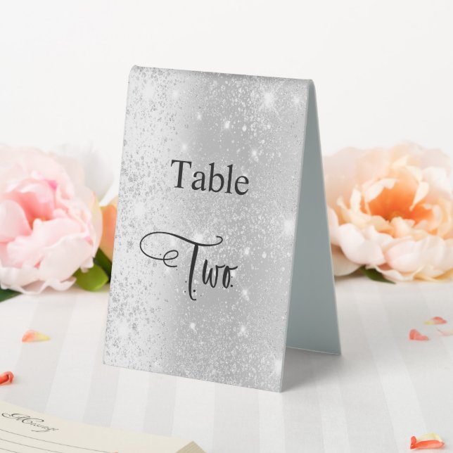 Elegant silver glitter calligraphy table two cafe tent (In SItu (Wedding))