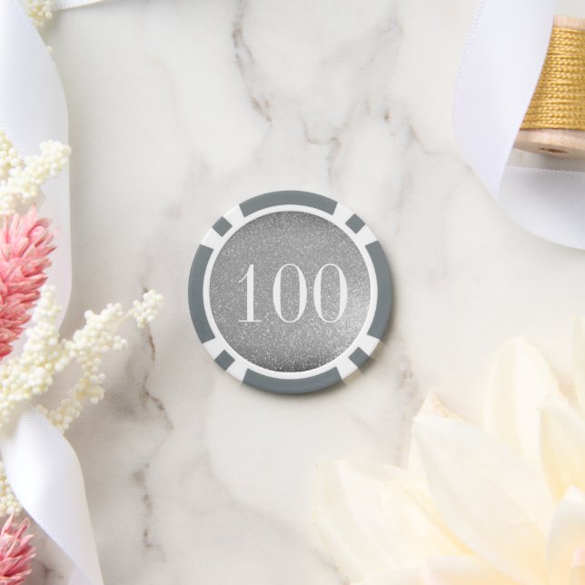 Elegant silver glitter casino poker chip tokens (Wedding)