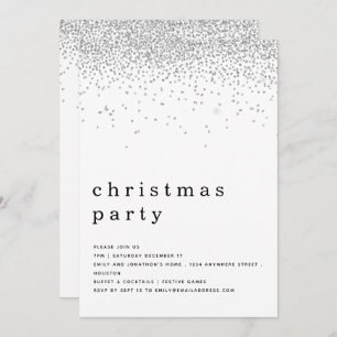 Elegant Silver Glitter Christmas Party Invitation