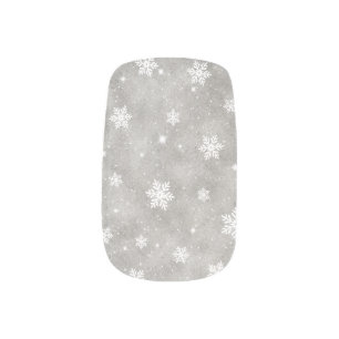 Elegant Silver Glitter Christmas Snowflakes Stars Minx Nail Art