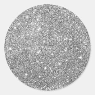 Elegant Silver Glitter Classic Round Sticker