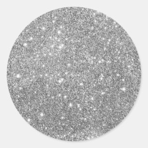 Elegant Silver Glitter Classic Round Sticker
