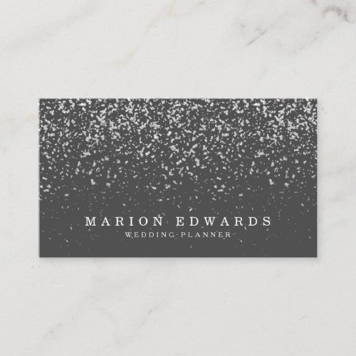 Elegant silver glitter confetti chic dark gray business card