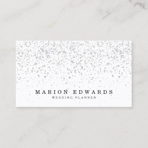 Elegant silver glitter confetti classic white business card