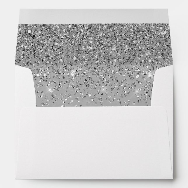 Elegant Silver Glitter Confetti Wedding Gray 5x7 Envelope (Back (Bottom))