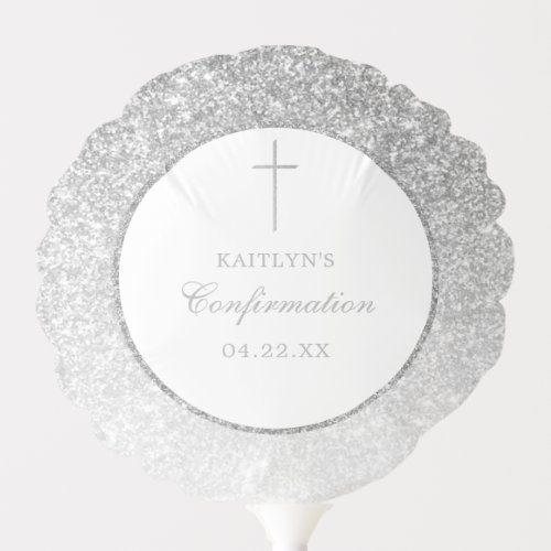 Elegant Silver Glitter Confirmation Or Baptism Balloon