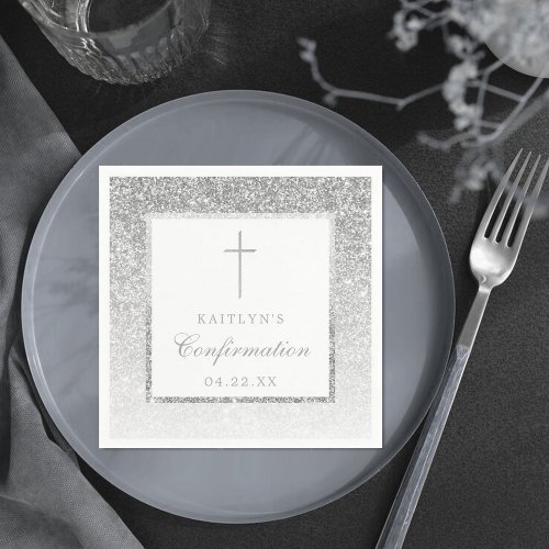 Elegant Silver Glitter Confirmation Or Baptism