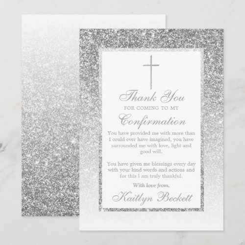 Elegant Silver Glitter Confirmation Or Baptism