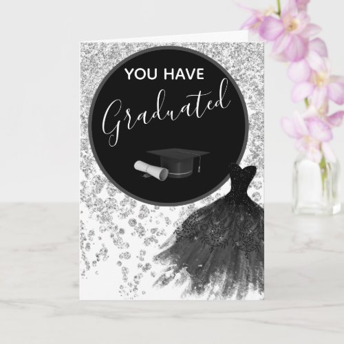 Elegant Silver Glitter Congratulations Graduation Card