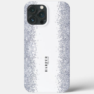 Elegant Silver Glitter Custom Name iPhone 13 Pro Max Case