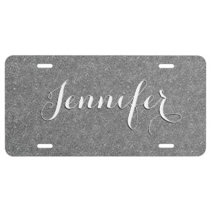 Elegant Silver Glitter, DIY Script Name License Plate