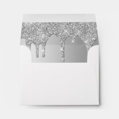 Elegant silver glitter drips envelope