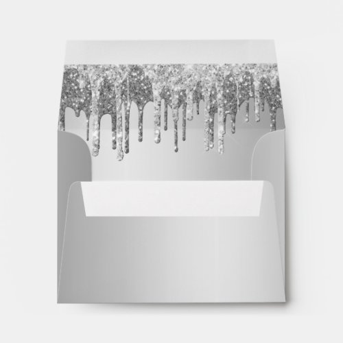 Elegant silver glitter drips envelope