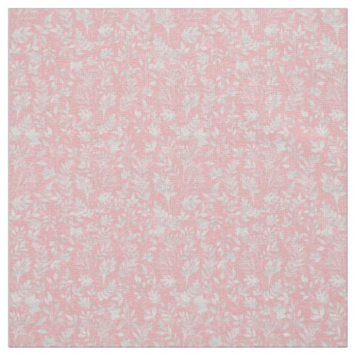 Elegant Silver Glitter Foliage Pink Design Fabric