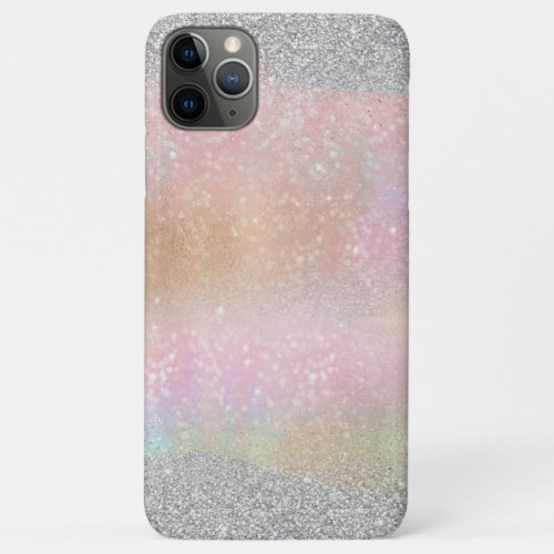 Elegant Silver Glitter Gold  Rainbow Abstract Art iPhone 11 Pro Max Case