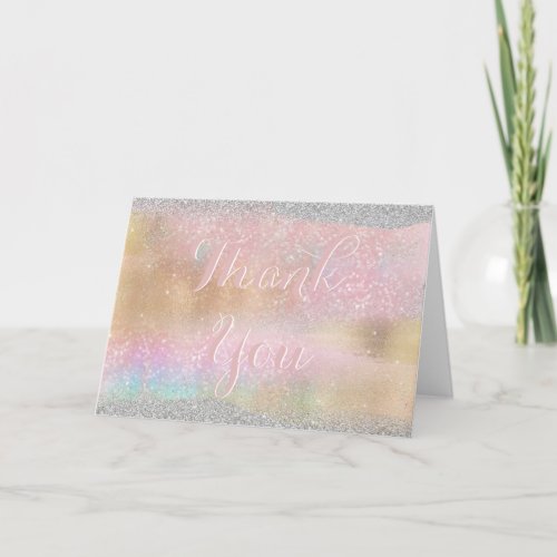 Elegant Silver Glitter Gold Rainbow Abstract Art Holiday Card