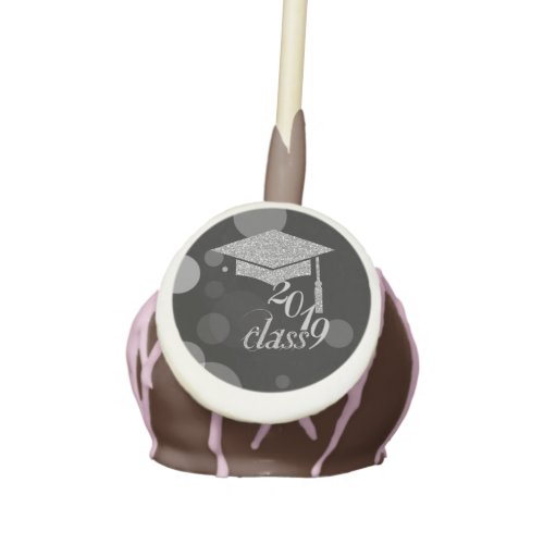 Elegant Silver  Glitter Graduation Cap Class 2019 Cake Pops