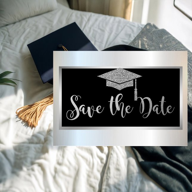 Elegant Silver Glitter Graduation Save The Date (Creator Uploaded)