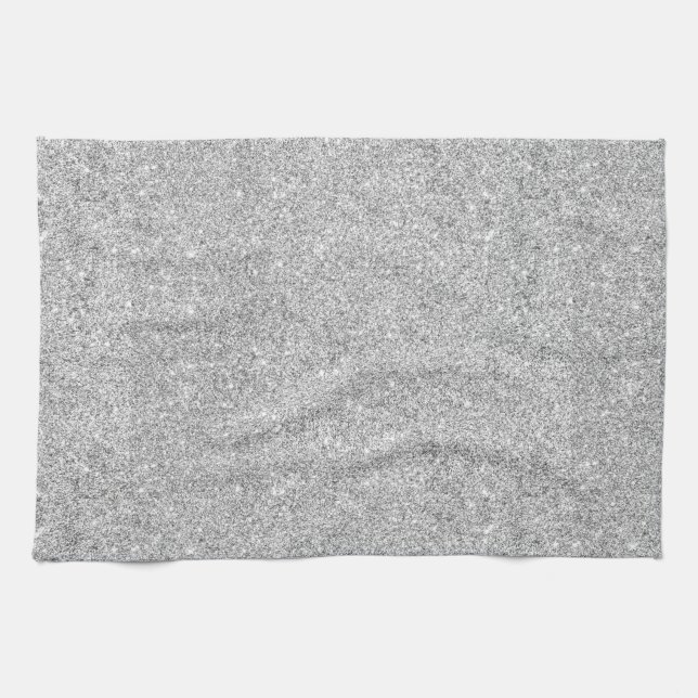 Elegant Silver Glitter Kitchen Towel (Horizontal)