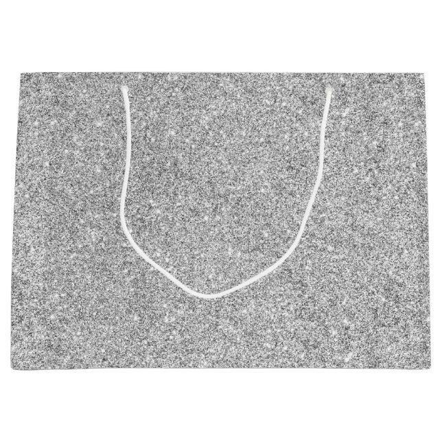 Elegant Silver Glitter Large Gift Bag (Front)