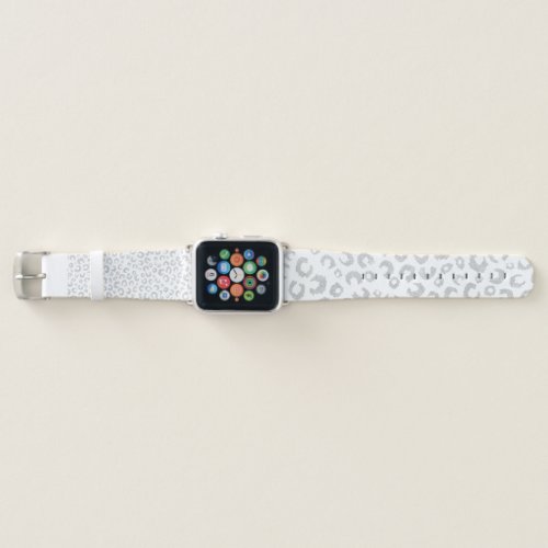 Elegant Silver Glitter Leopard Pattern Apple Watch Band