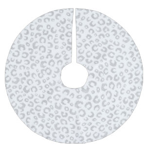 Elegant Silver Glitter Leopard Pattern Brushed Polyester Tree Skirt