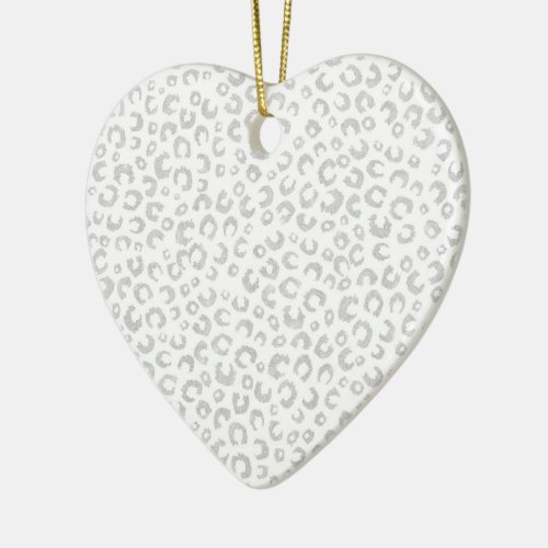 Elegant Silver Glitter Leopard Pattern Ceramic Ornament