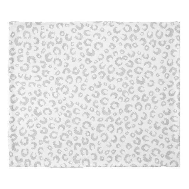 Elegant Silver Glitter Leopard Pattern Duvet Cover (Front)