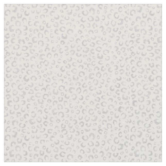 Elegant Silver Glitter Leopard Pattern Fabric (Close Up)