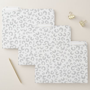 Elegant Silver Glitter Leopard Pattern File Folder