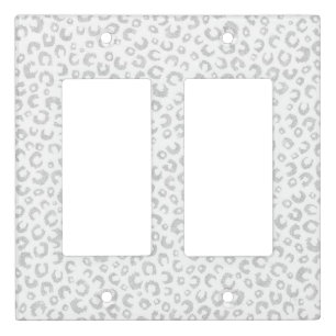 Elegant Silver Glitter Leopard Pattern Light Switch Cover