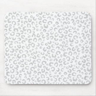Elegant Silver Glitter Leopard Pattern Mouse Pad