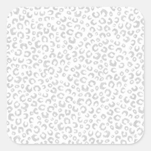 Elegant Silver Glitter Leopard Pattern Square Sticker