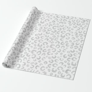 Elegant Silver Glitter Leopard Pattern Wrapping Paper