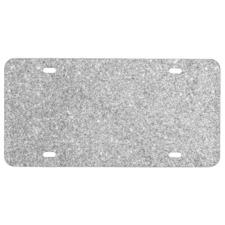 Elegant Silver Glitter License Plate