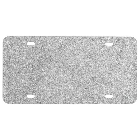 Elegant Silver Glitter License Plate