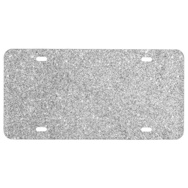 Elegant Silver Glitter License Plate (Front)