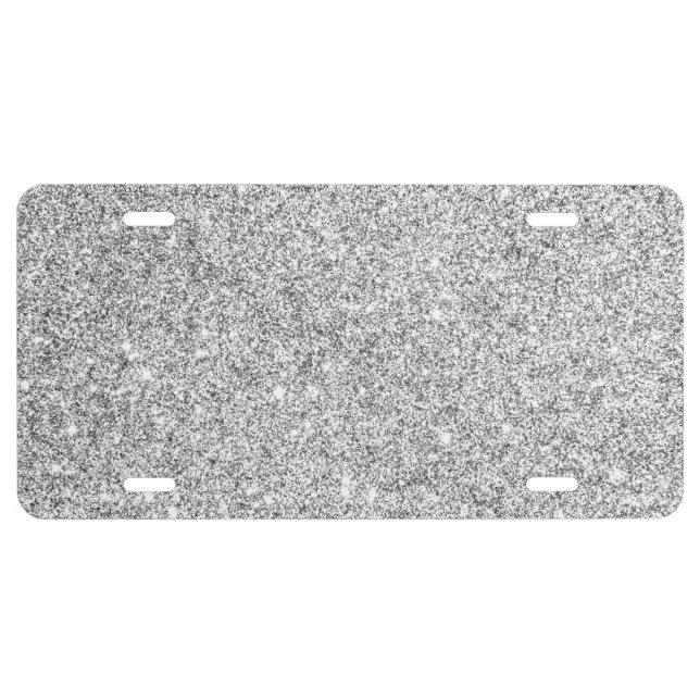 Elegant Silver Glitter License Plate (Front)