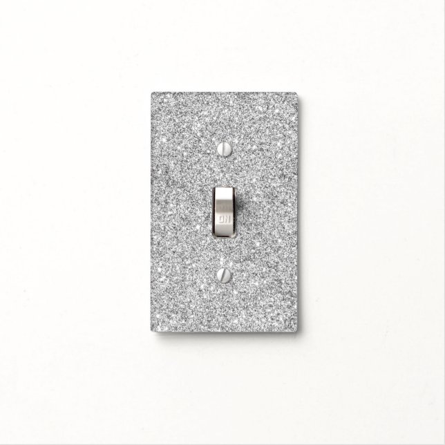 Elegant Silver Glitter Light Switch Cover (In Situ)