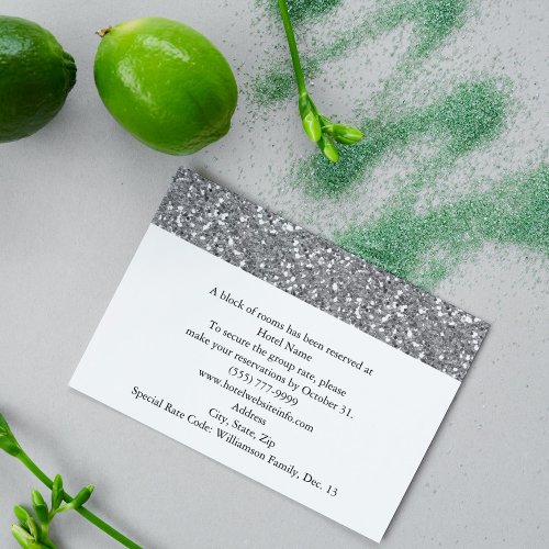 Elegant Silver Glitter Look Hotel and Directions Enclosure Card